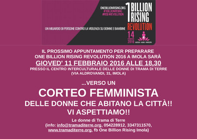Invito riunione One Billion Rising, 27 gennaio 2015