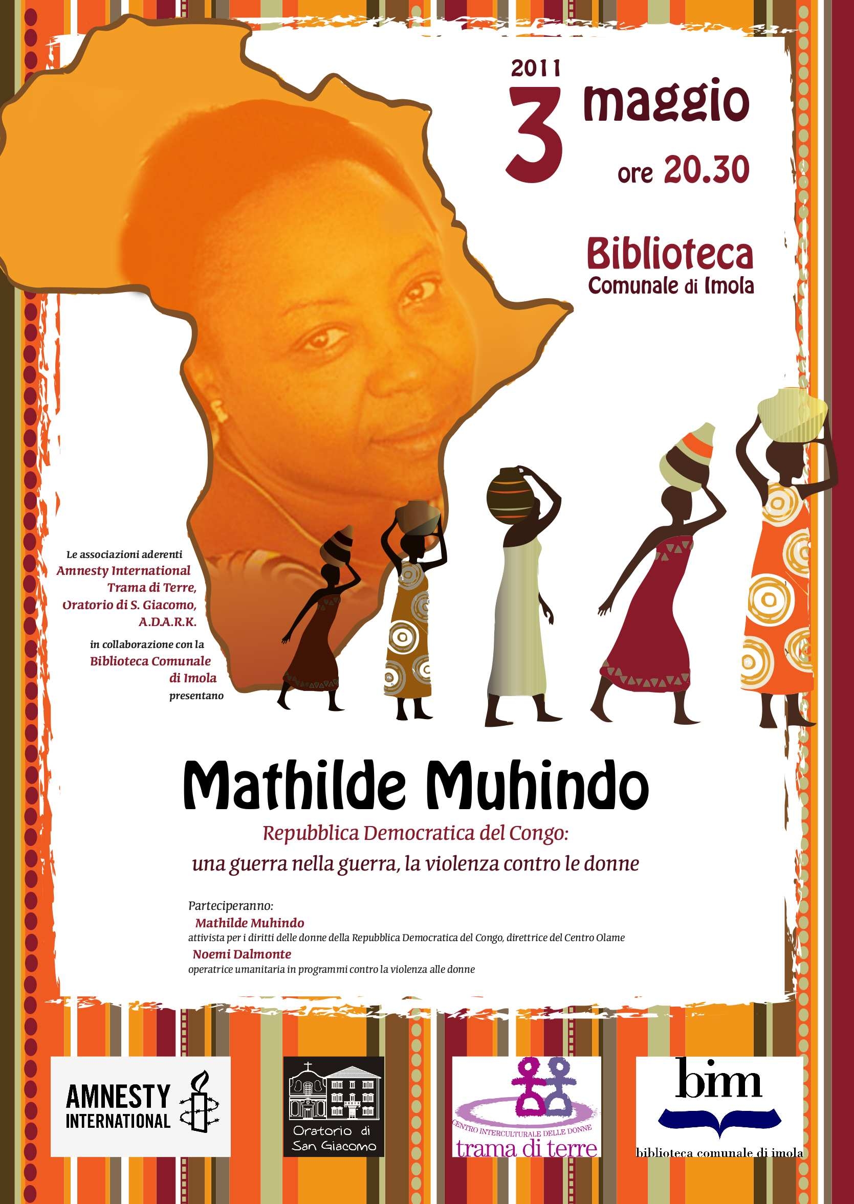 locandina 3 maggio - incontro con Mathilde Muhindo