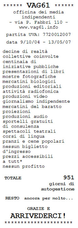 Lo "scontrino" di Vag61